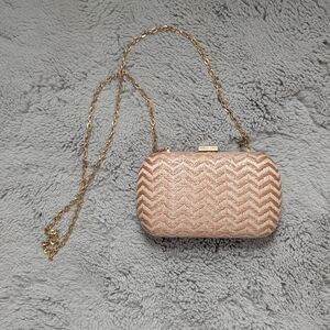 Urban Expressions Woven Clutch / Crossbody – Pink & Gold Vegan Bag